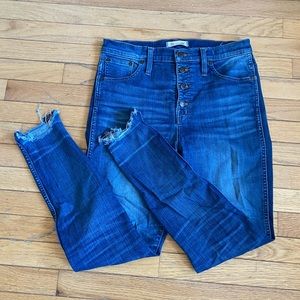 Madewell 10” High Rise Jeans with frayed ankles